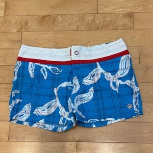 Vintage Men’s Diesel Sea-Gear Blue and White Swimwear